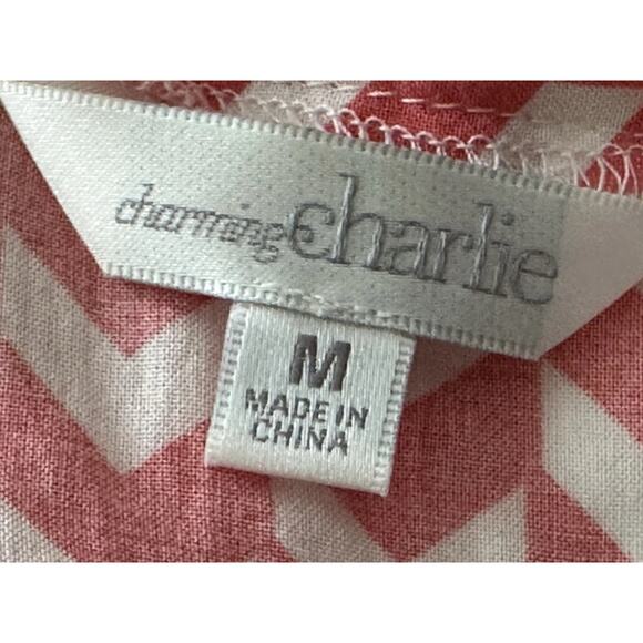 Women’s Summer Dress Orange White Chevron Pattern Slip On Dress Pockets Size (M) - Picture 8 of 16